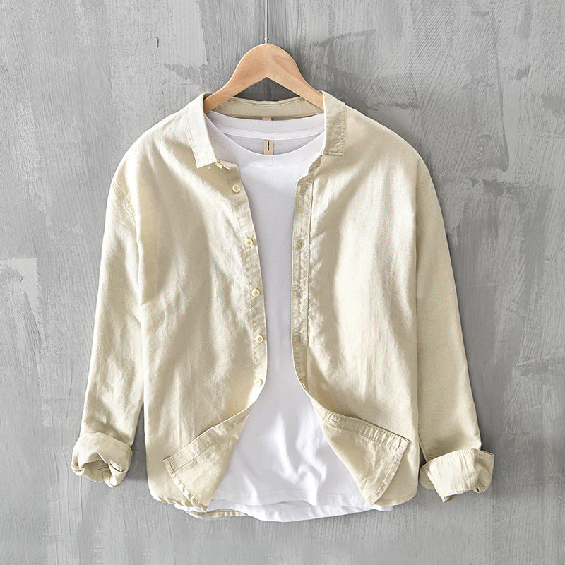 Men's Thin Cotton And Linen Casual Long-sleeved Shirt