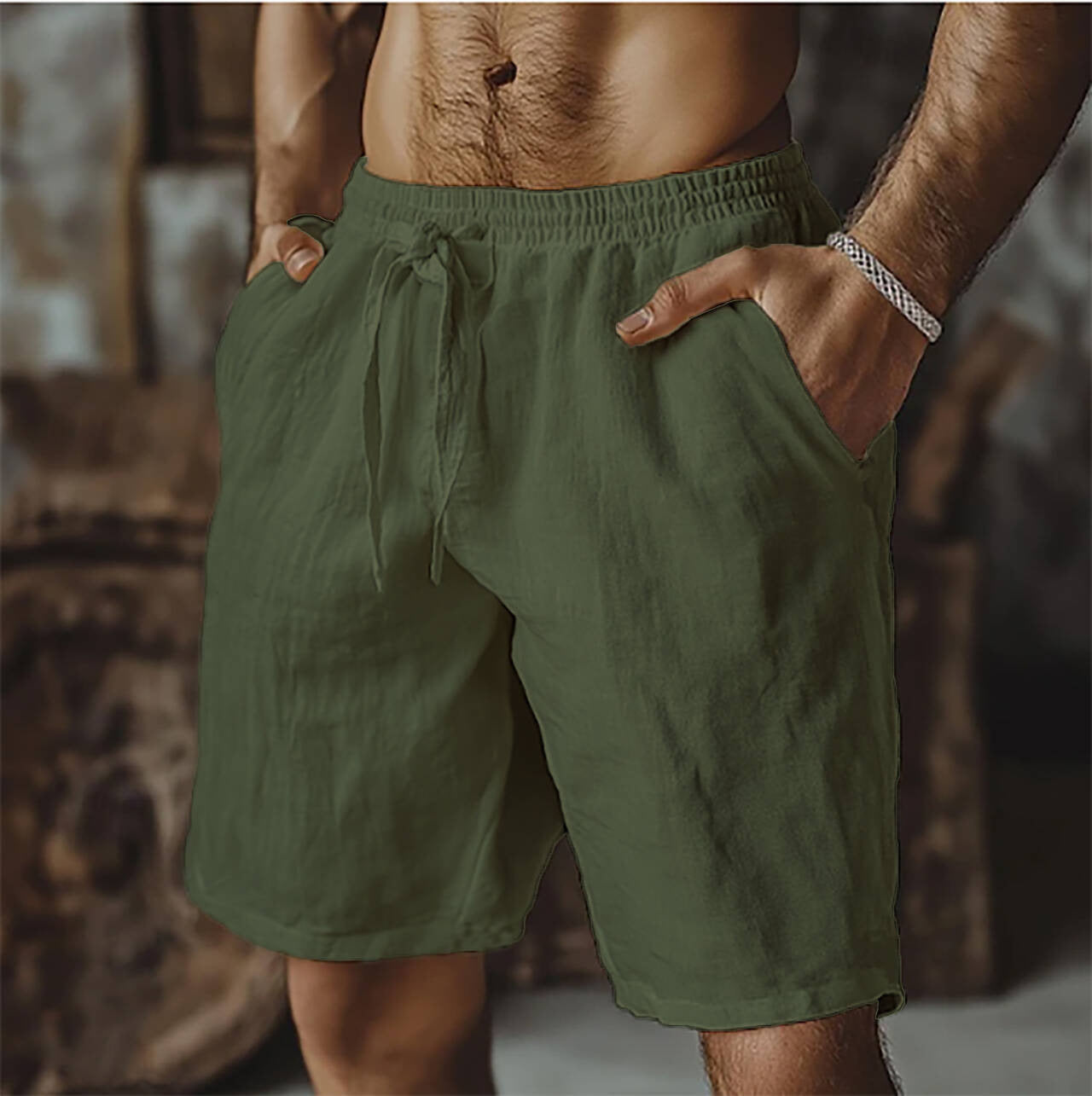 Men's Fashion Solid Color Casual Beach Shorts