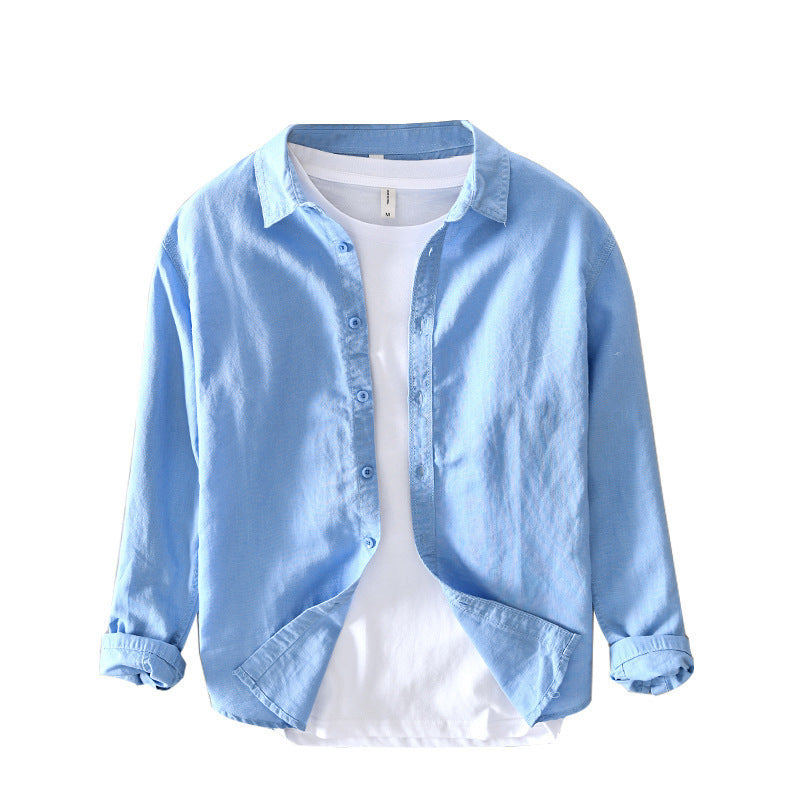 Men's Thin Cotton And Linen Casual Long-sleeved Shirt