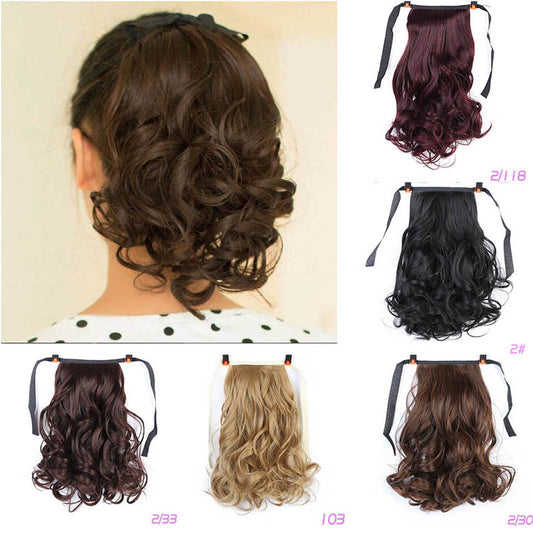 Lace Up Pear Flower Roll Big Wave Medium Length Short Ponytail