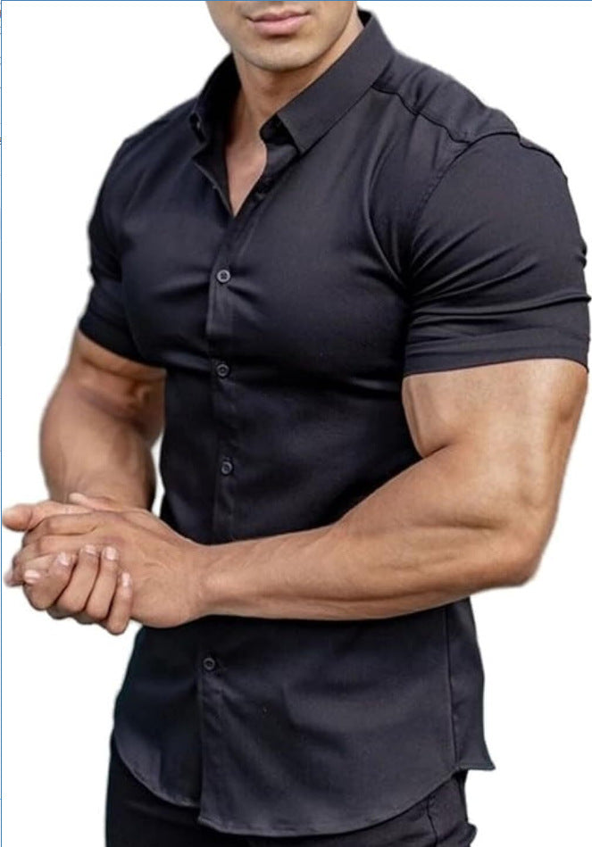 Short Sleeve Printed Shirt Men's Shirt Collar Casual