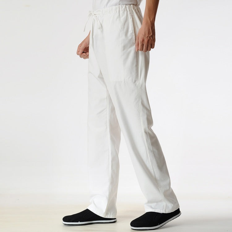 Men's Solid Color Pure Cotton Coarse Fabric Casual Pants