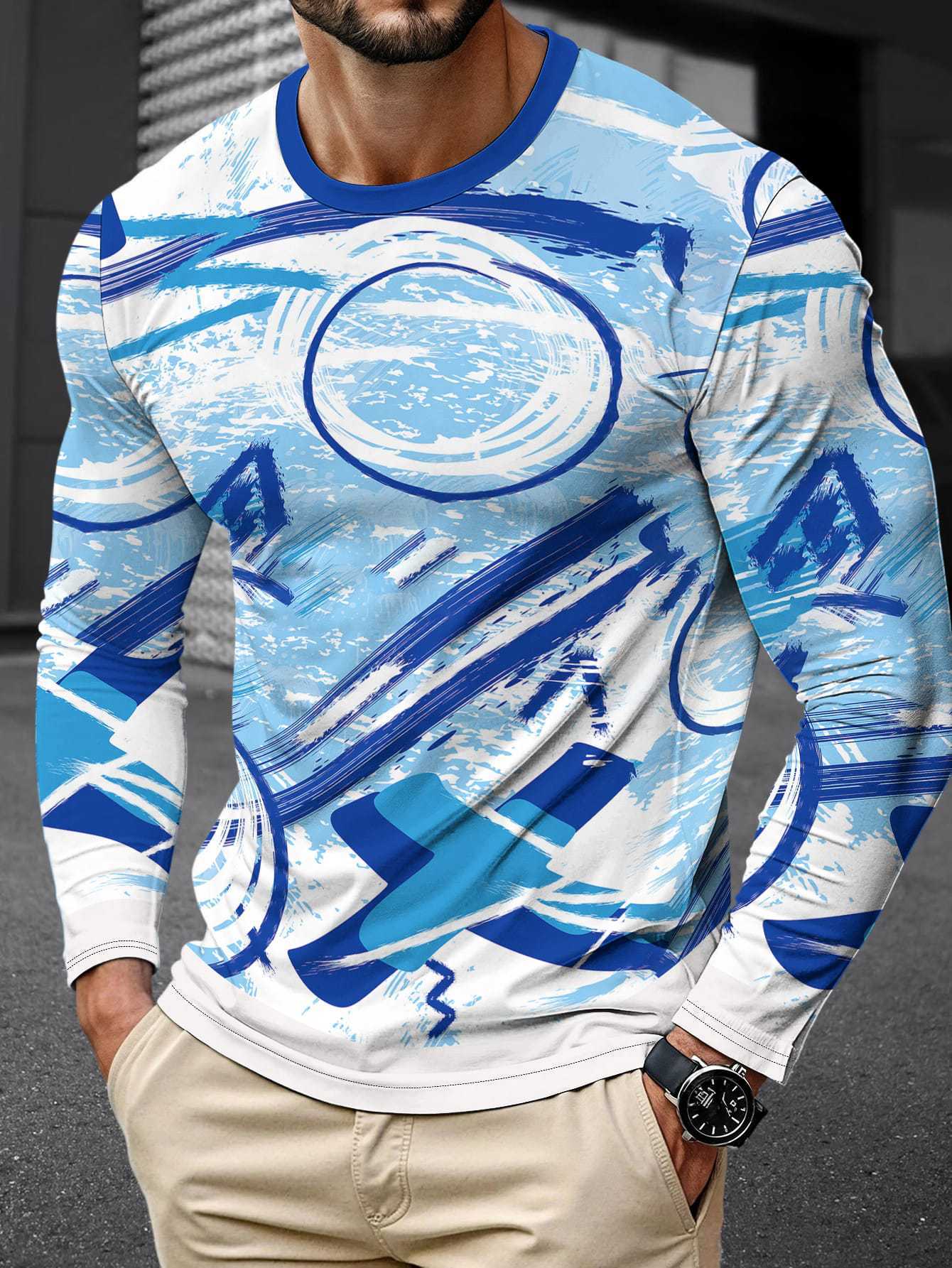 Men's Long Sleeve Simple Trendy Round Neck
