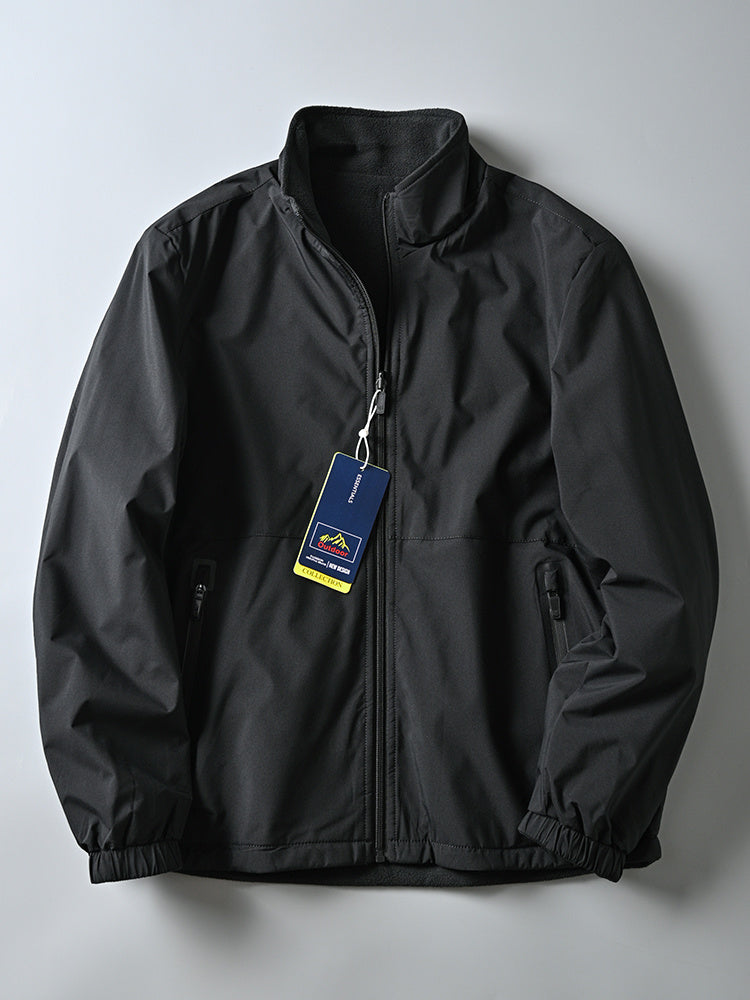 Men's Windproof Waterproof Velvet Warm Stand-up Collar Jacket