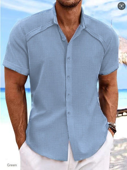 Hawaiian Casual Short Sleeve Solid Color
