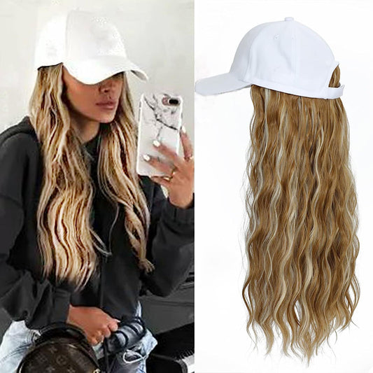 Hat One-piece Women's Big Wave Long-rolled Chemical Fiber Wig