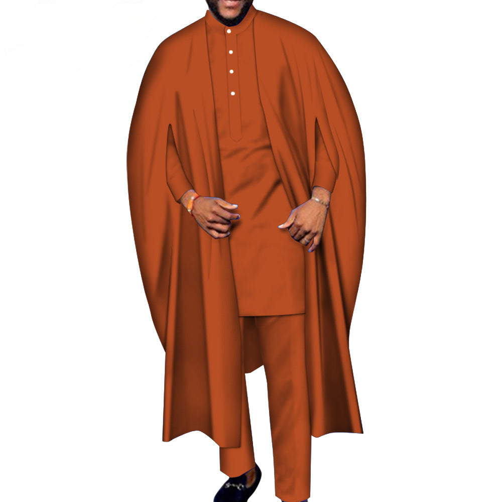 Men's Robe T-shirt And Pants Three-piece Suit