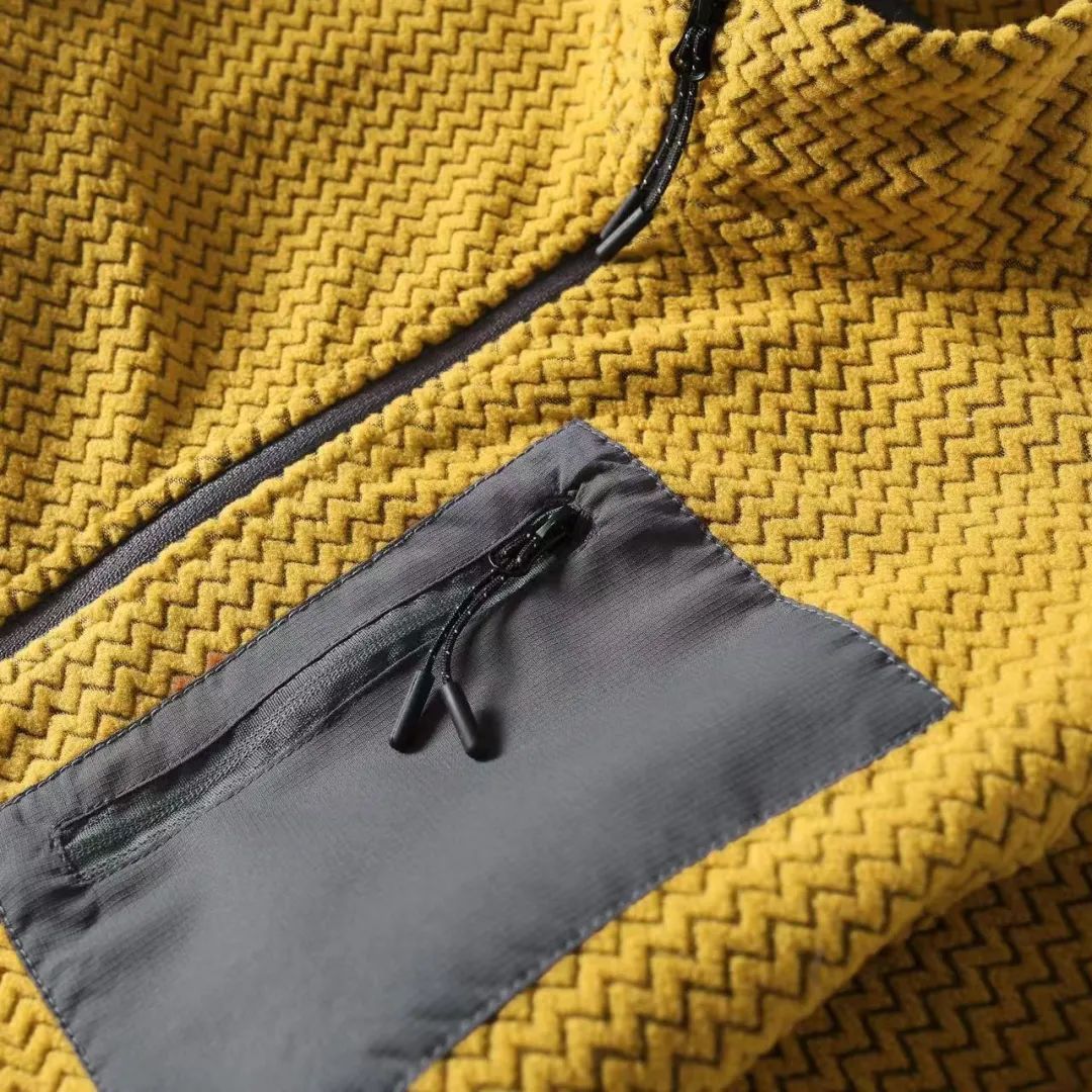 Fleece Stand Collar Cardigan Sweater Fashion Wave Pattern Jacket Coat