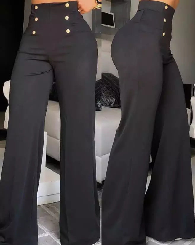 Fashionable Slim Fit Double-breasted Flared Trousers With Slight Stretch