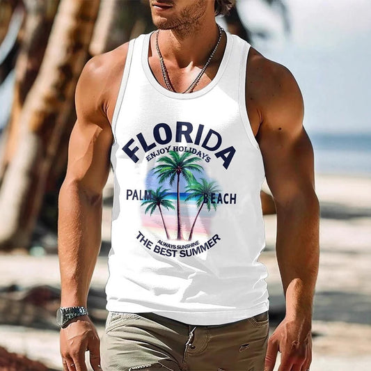 3D Printed Men's Sleeveless Vest T-shirt Hawaiian Style