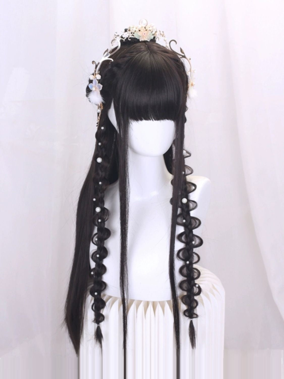 Hanfu Wig One-piece Cos Ancient Costume Style All-match Whole Top Full-head Wig