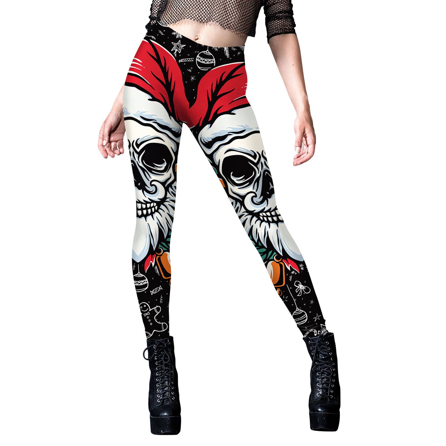 Women's Wansheng Skull Digital Printed Tapered Yoga Leggings