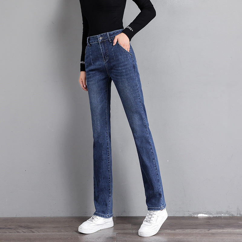 Bootcut Jeans Loose High Waist Slim And Versatile Straight Leg