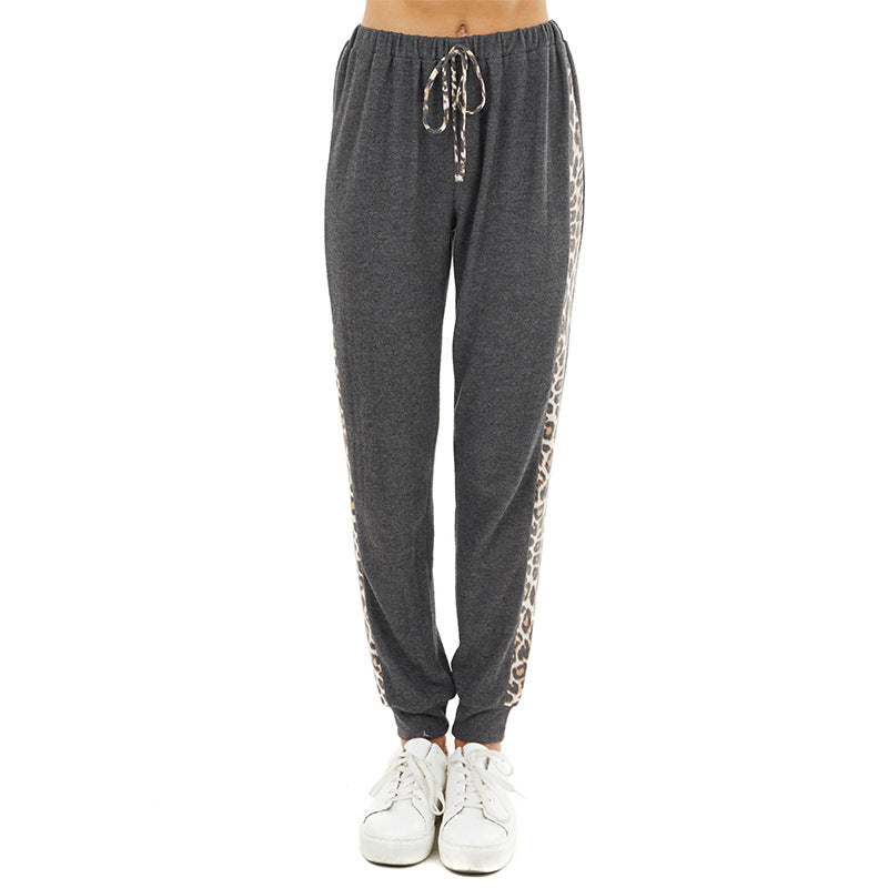 Leopard print side contrast knit pants Harlan pants