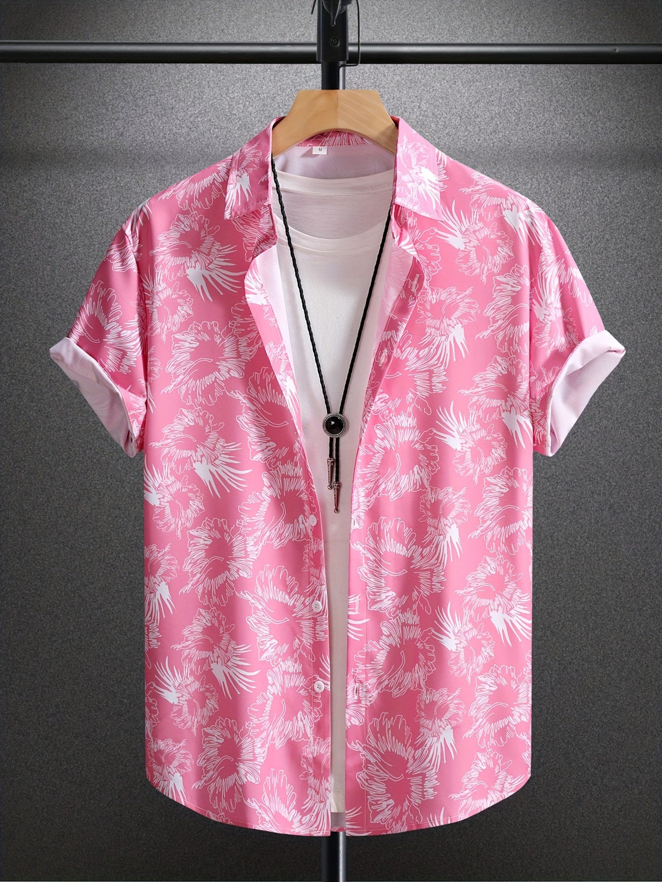 Men's Contrast Color Loose Short-sleeved Shirt Lapel