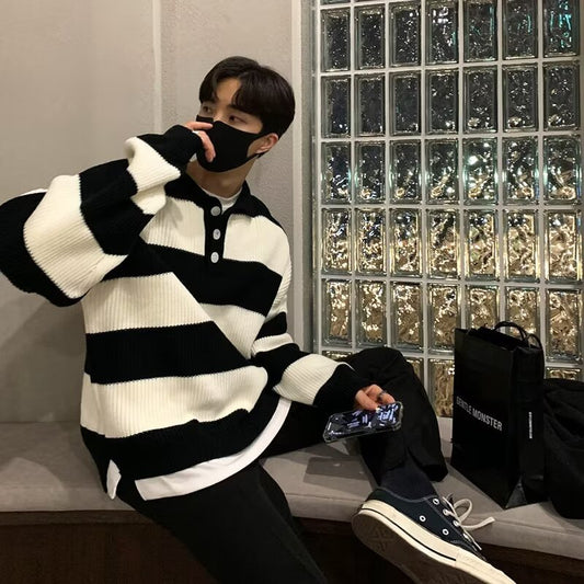 Coat Sweater Men's Loose All-matching Striped