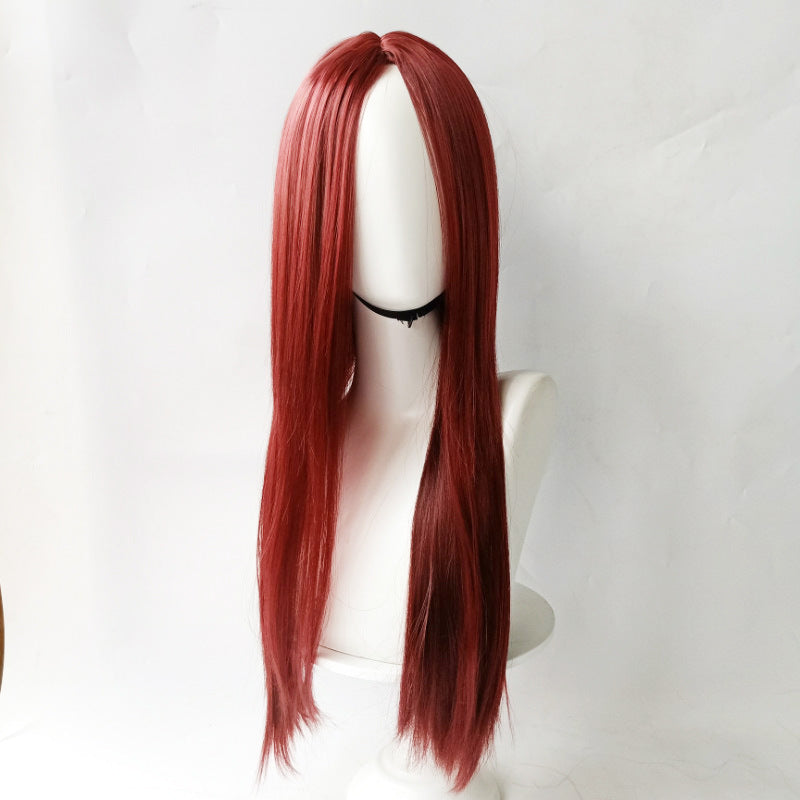 Female mid-point bangs long wig
