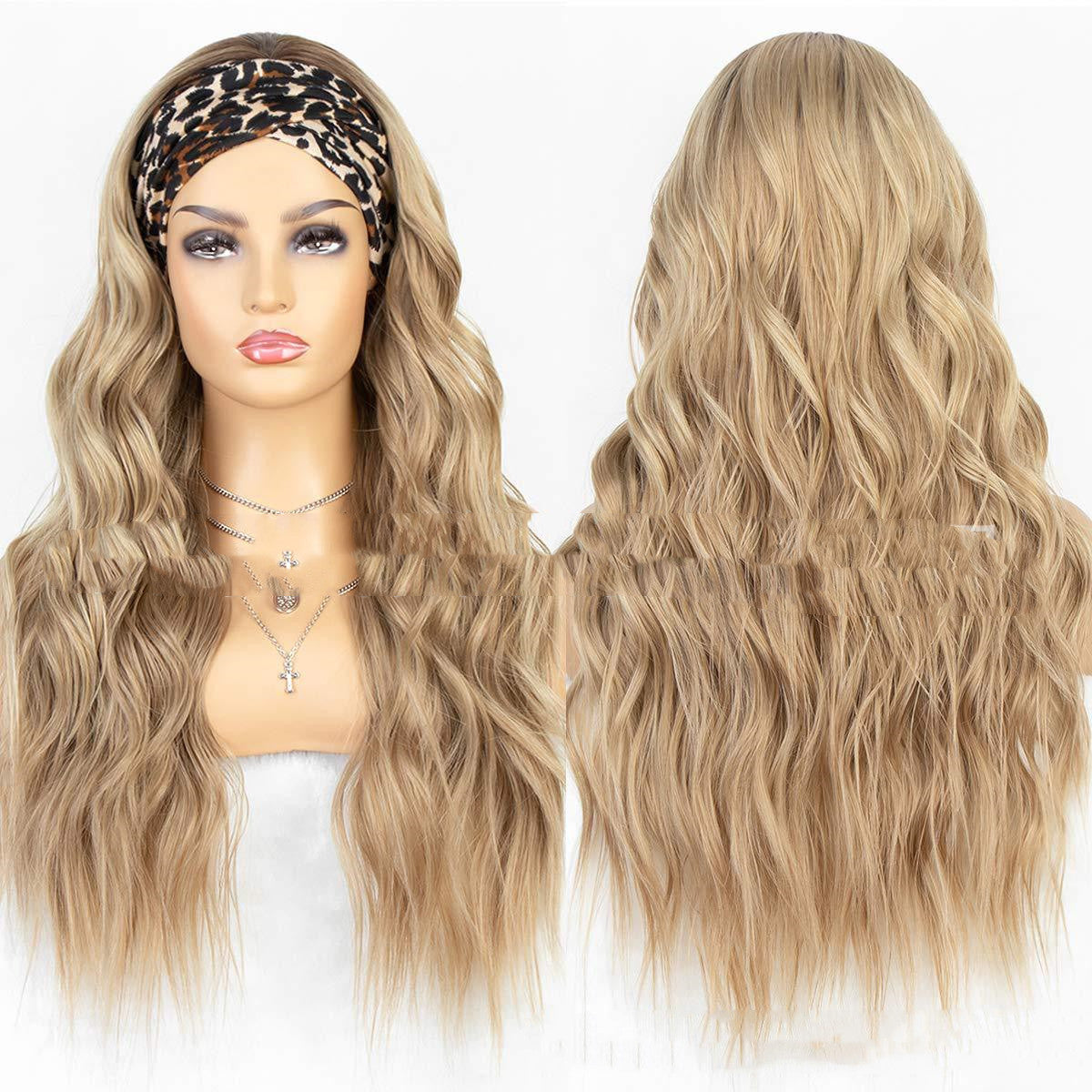 Long Curly Hair Big Wave Two-band Chemical Fiber High Temperature Silk Wig Headgear