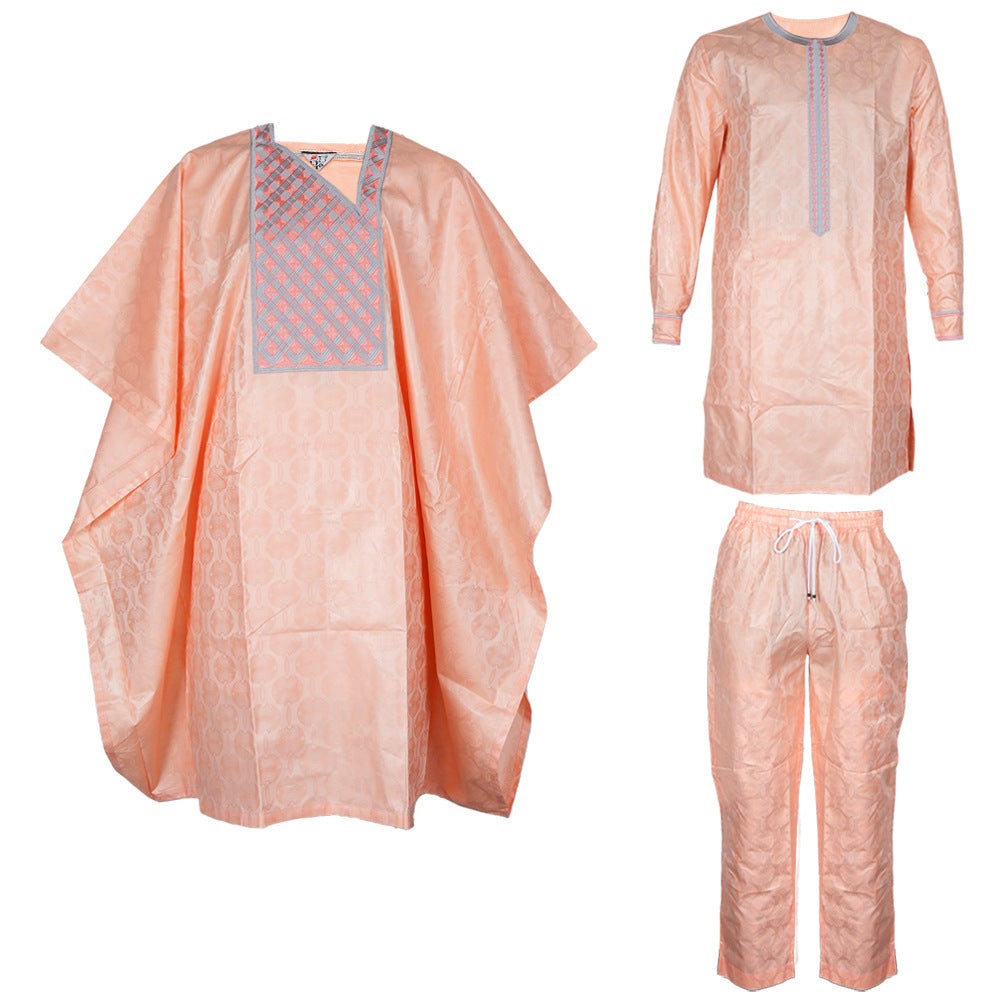 Men's Casual Banquet Robe Three-piece Set