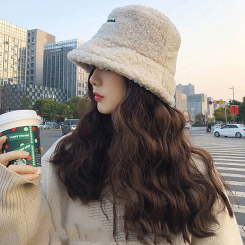 Wig Autumn Winter Lamb Plush Fisherman's Hat