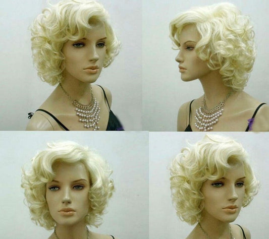 Cos  Short Paragraph Pale Gold Curly Hair Wig