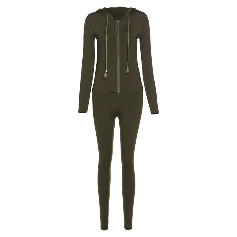 Factory Direct Sales Sports Suit New Women's Multi-color Hooded Slim Fit Casual Suit
