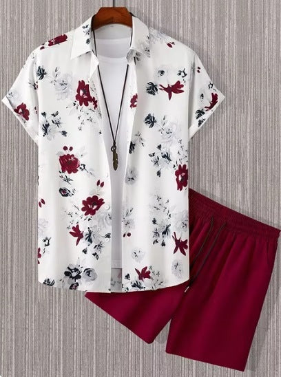 Men's Casual Fashion 3D Digital Printing Short Sleeve Shirt Outfit