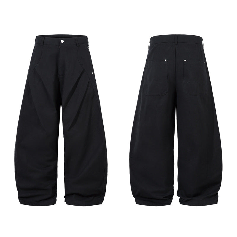 Pleated Machete Casual Pants Men's Loose-fitting Wide-leg Trousers
