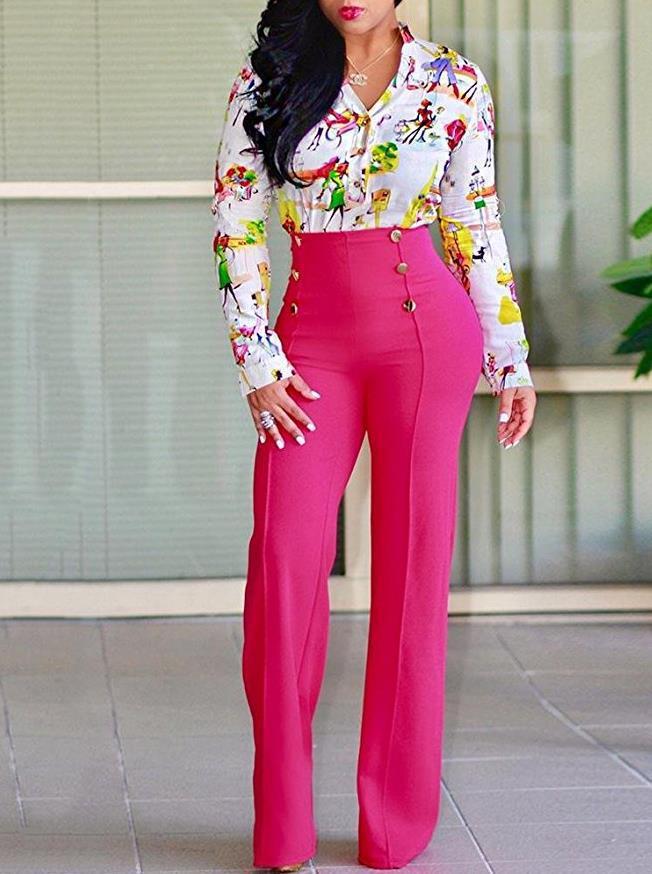 Fashionable Slim Fit Double-breasted Flared Trousers With Slight Stretch
