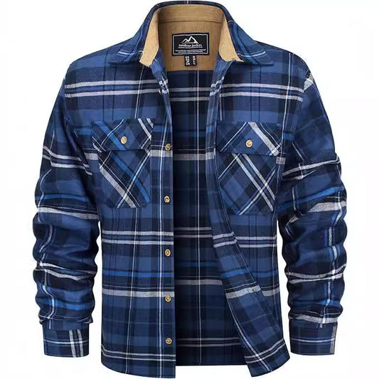 European And American Fall Winter Men's Flannel Casual Button Shirt