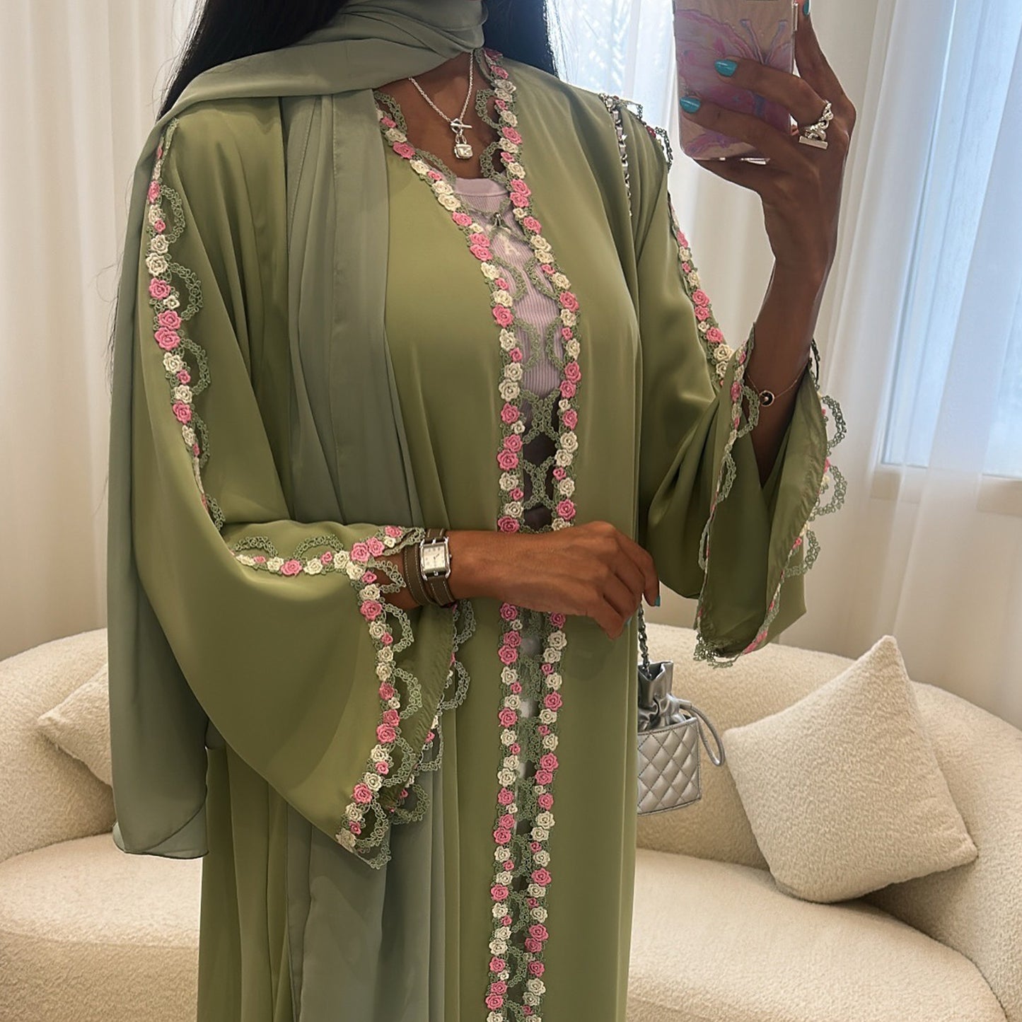 Loriya Flower Embroidery Cardigan