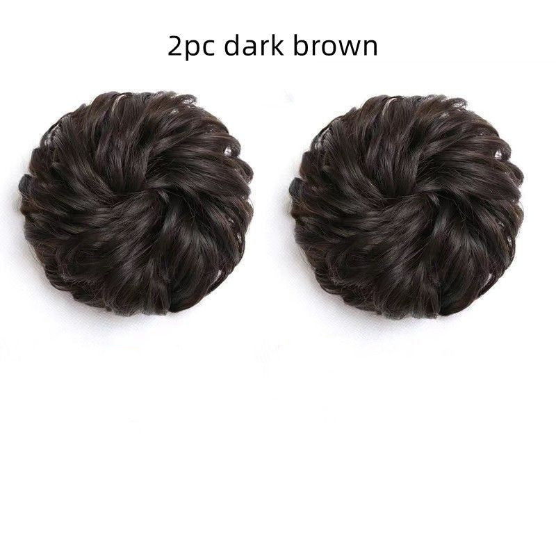Head Flower Hair Bag Wig Hair Ring Female Curly Hair Natural Flower Bud Head Hair Style Rubber Band Hair Fluffy Imitation
