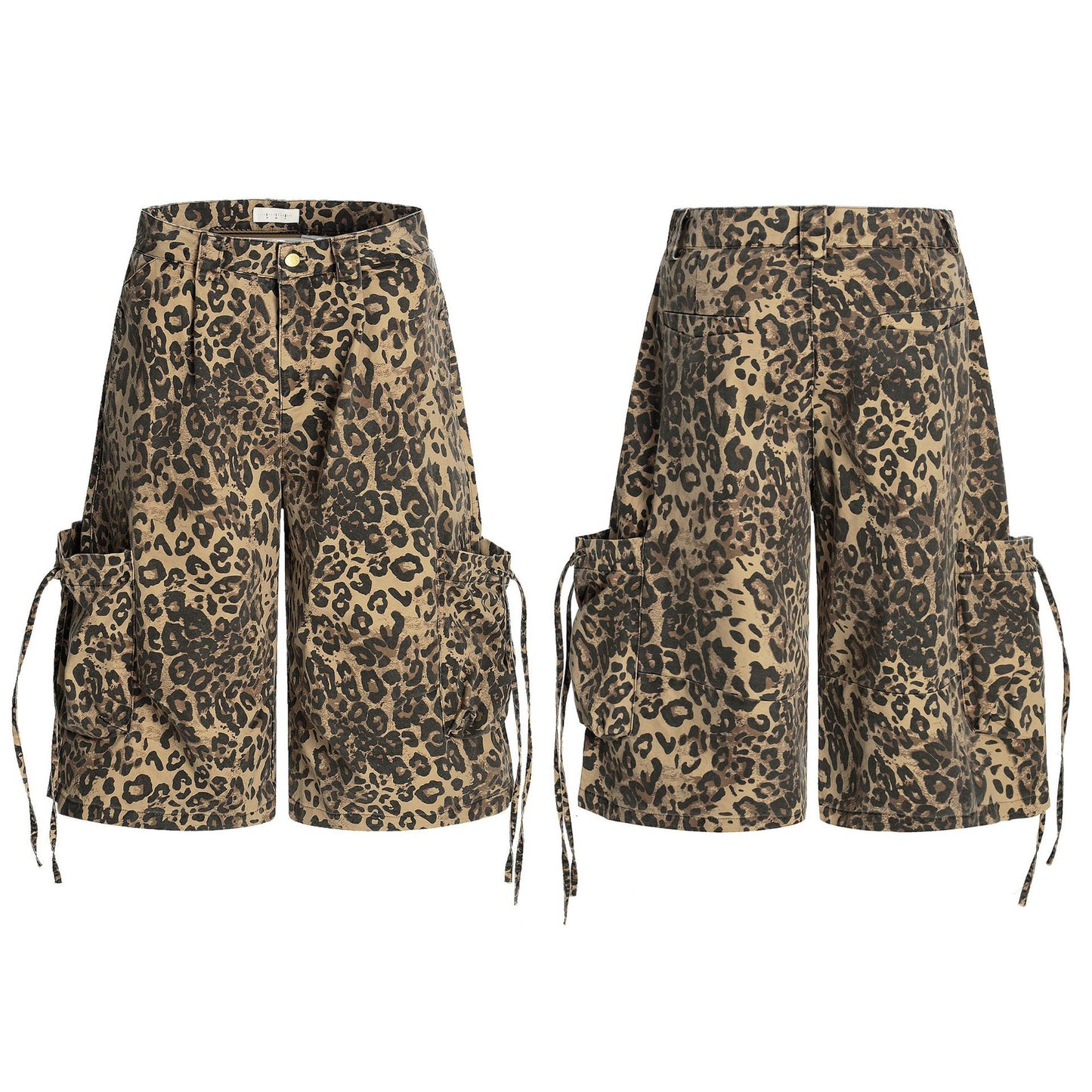 11KN American Vintage Leopard Print Loose Straight Cropped Pants