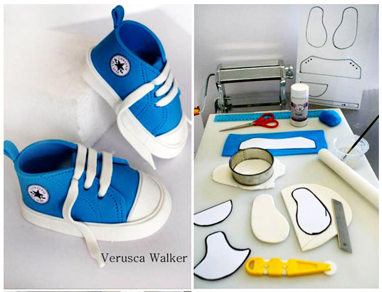 Football Sneakers Plastic Cake Fondant Mold Biscuit Impression Pressing Die DIY Baking Mold