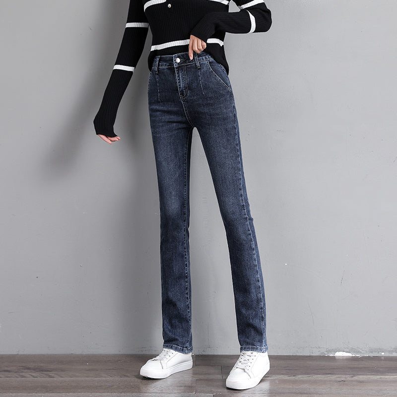 Bootcut Jeans Loose High Waist Slim And Versatile Straight Leg