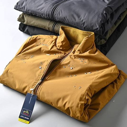 Men's Windproof Waterproof Velvet Warm Stand-up Collar Jacket