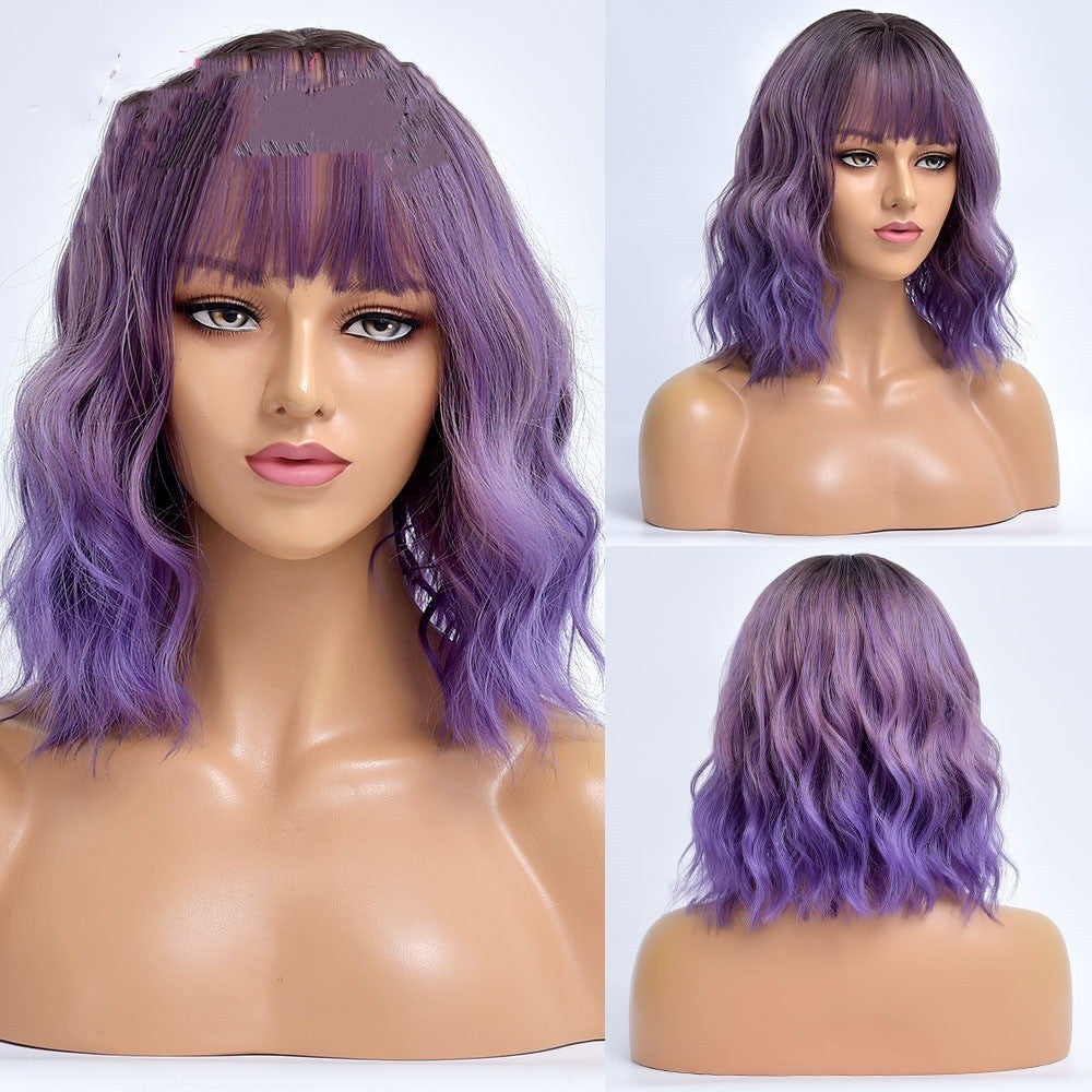 Women's Short Curly Hair Gradient Color