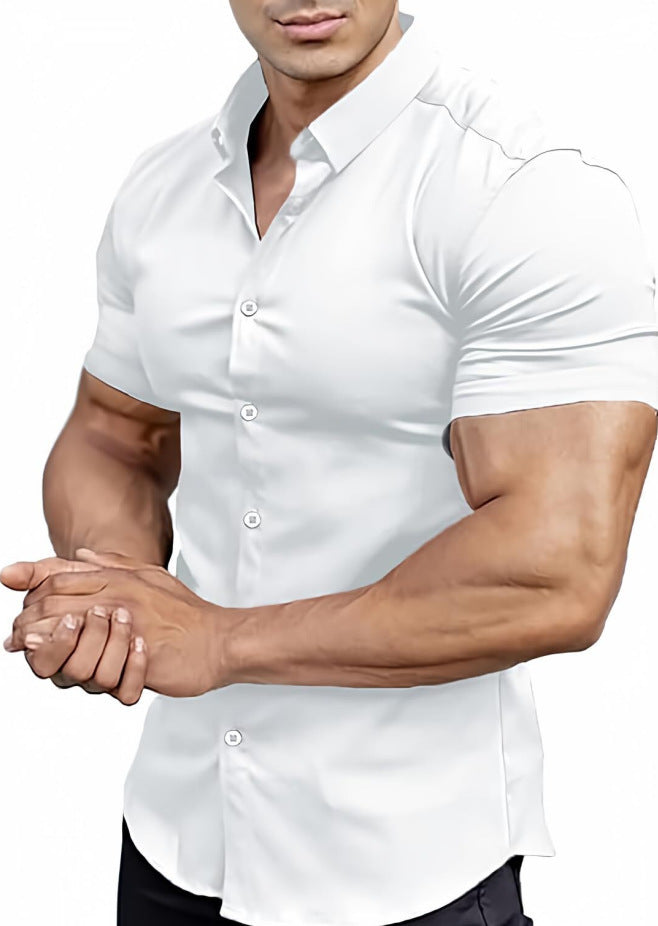 Short Sleeve Printed Shirt Men's Shirt Collar Casual