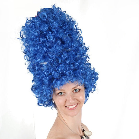 Blue High Volume Wig European And American Party Wig
