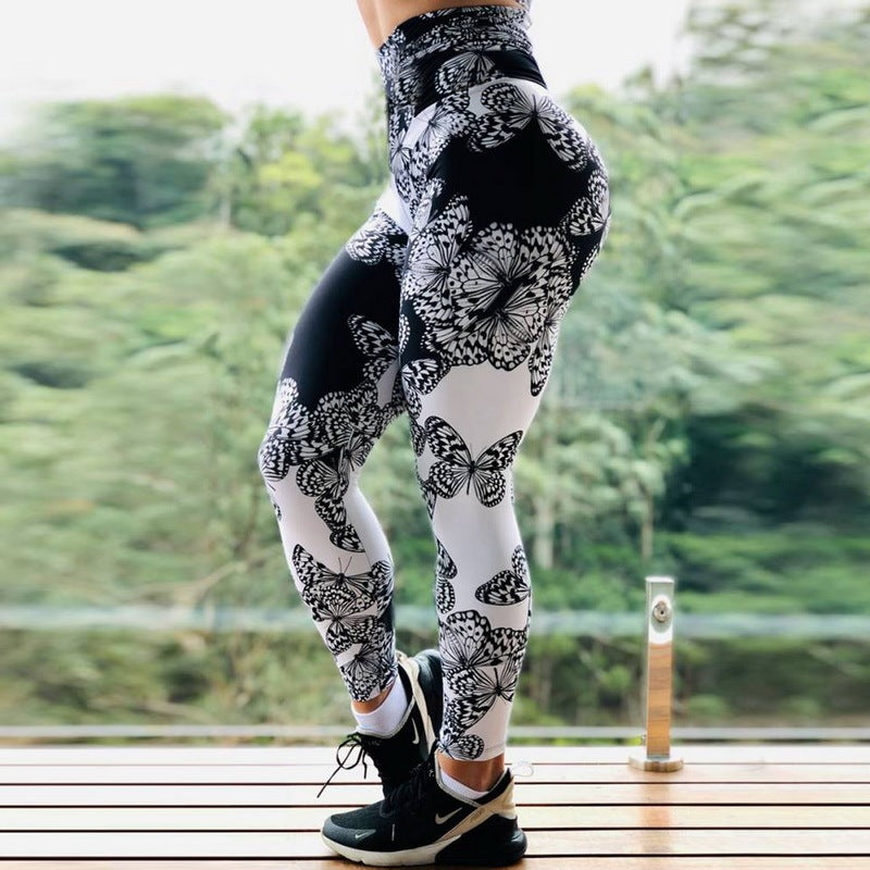 Multi-color Printed Women's Tight High Waist Trousers