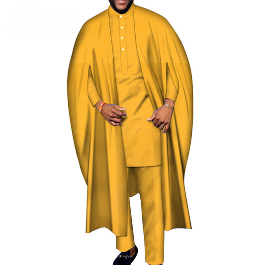 Men's Robe T-shirt And Pants Three-piece Suit