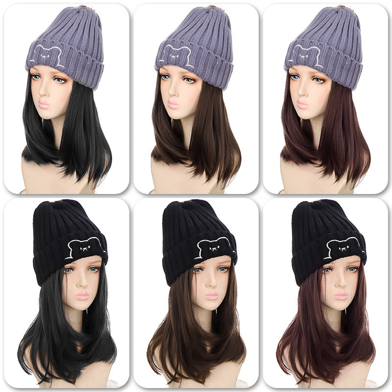 Women's Bear Knitted Hat And Wig