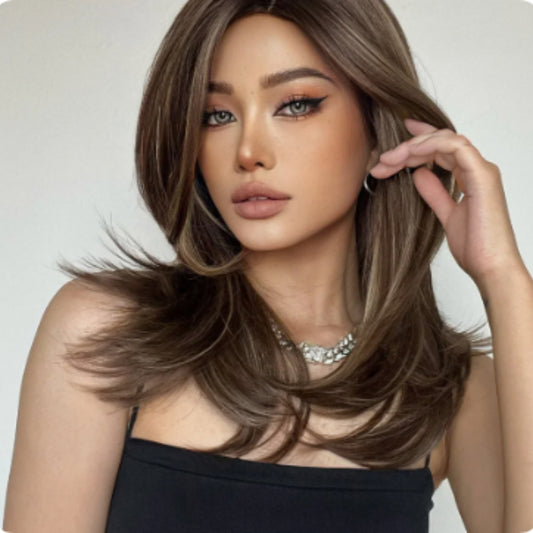 Mid-length Platinum Gradient Color Full-head Wig Chemical Fiber High-temperature Fiber
