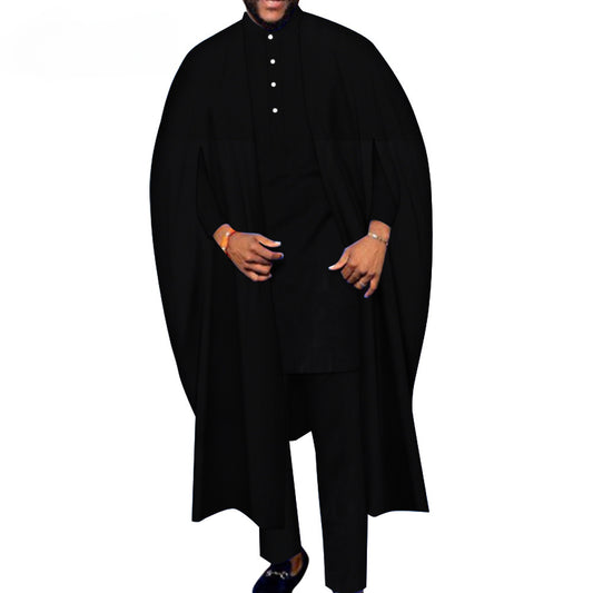 Men's Robe T-shirt And Pants Three-piece Suit