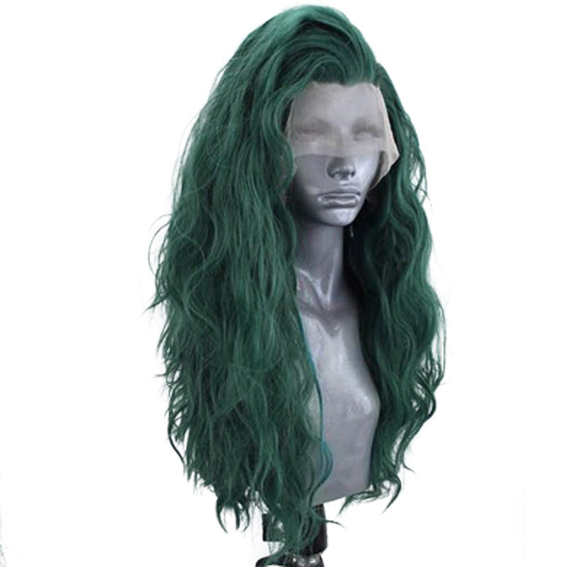 Hand Hook Front Lace Micro-volume Big Wave Chemical Fiber High Temperature Silk Full Lace Wig Female