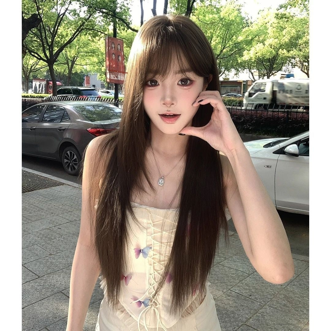 Wig High-level Black Tea Simulation Increase Hair Amount Natural Sweet Girl Hair Replacement