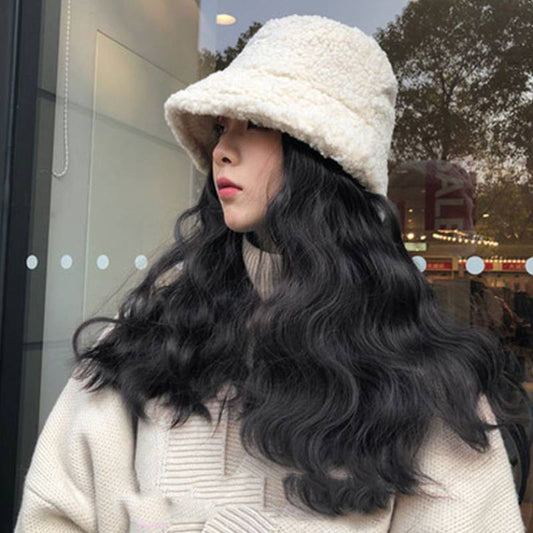 Wig Autumn Winter Lamb Plush Fisherman's Hat