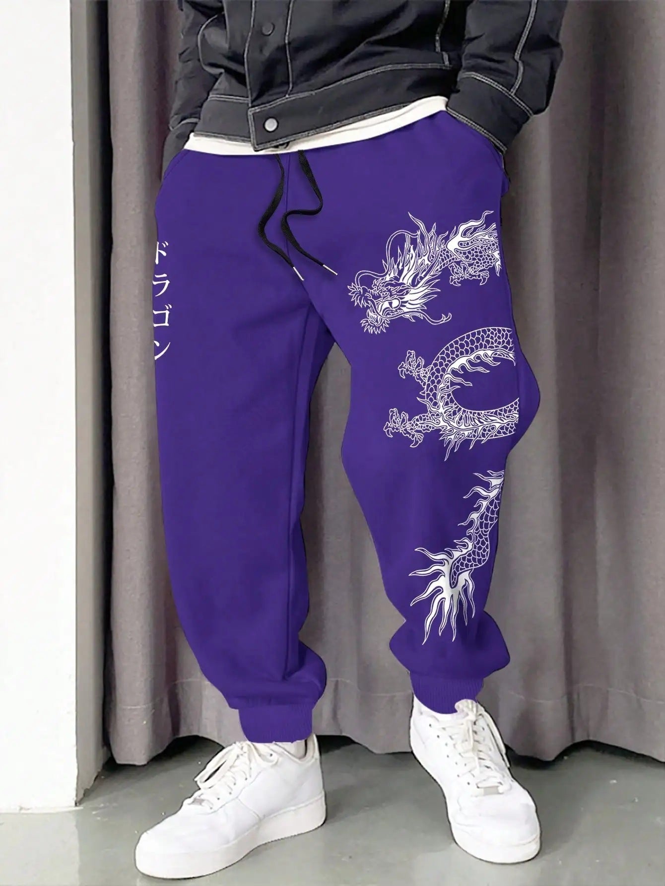 Dark Printed Loose Men's And Women's Lace-up Sweatpants