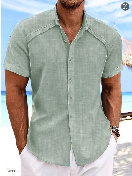 Hawaiian Casual Short Sleeve Solid Color