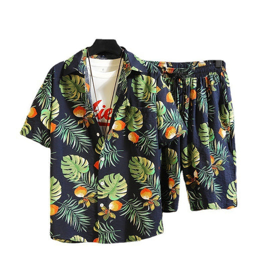 Digital Printing Men's Casual Short Sleeve Suit